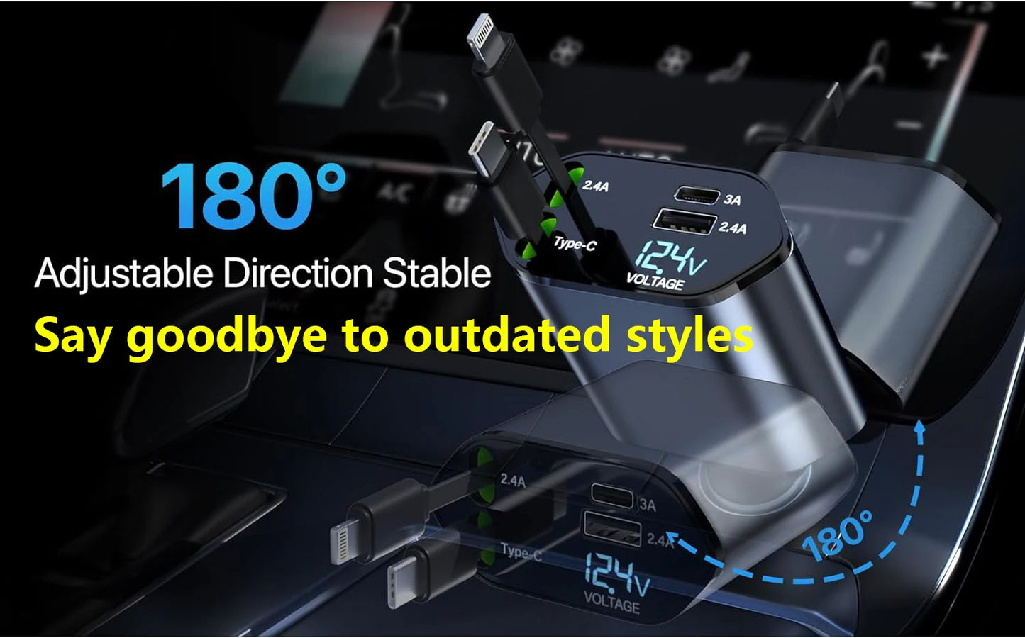 ⚡ SwiftCharge 4-in-1 Retractable Car Charger